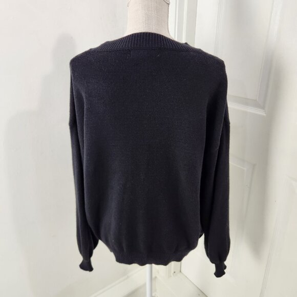 Threaded Leaf Sweater L Black Cowgirl Boots Big Pink Bow Western Rodeo Party - Picture 7 of 15